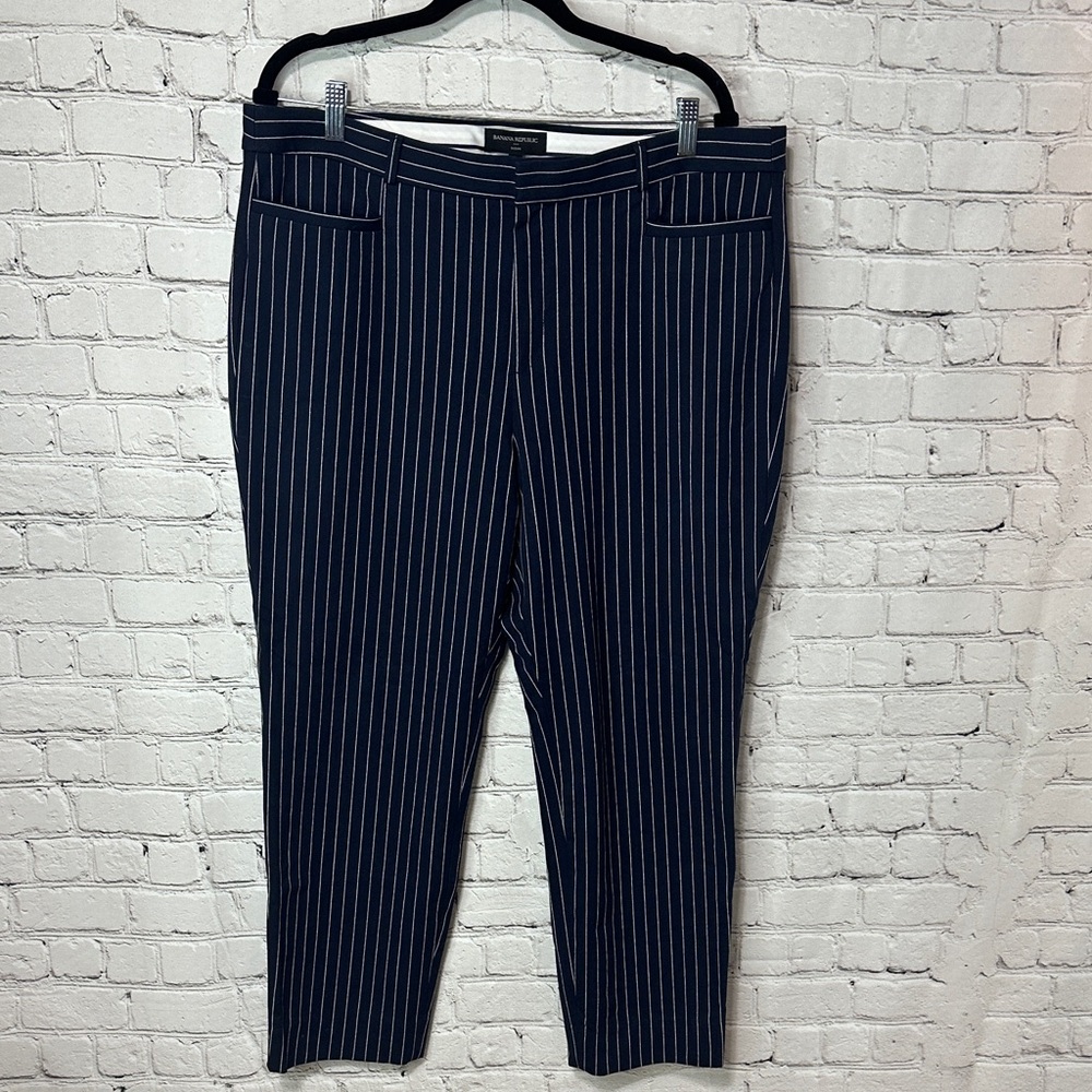 Banana Republic Sloan Pants Size 16 Navy Striped Career Ankle